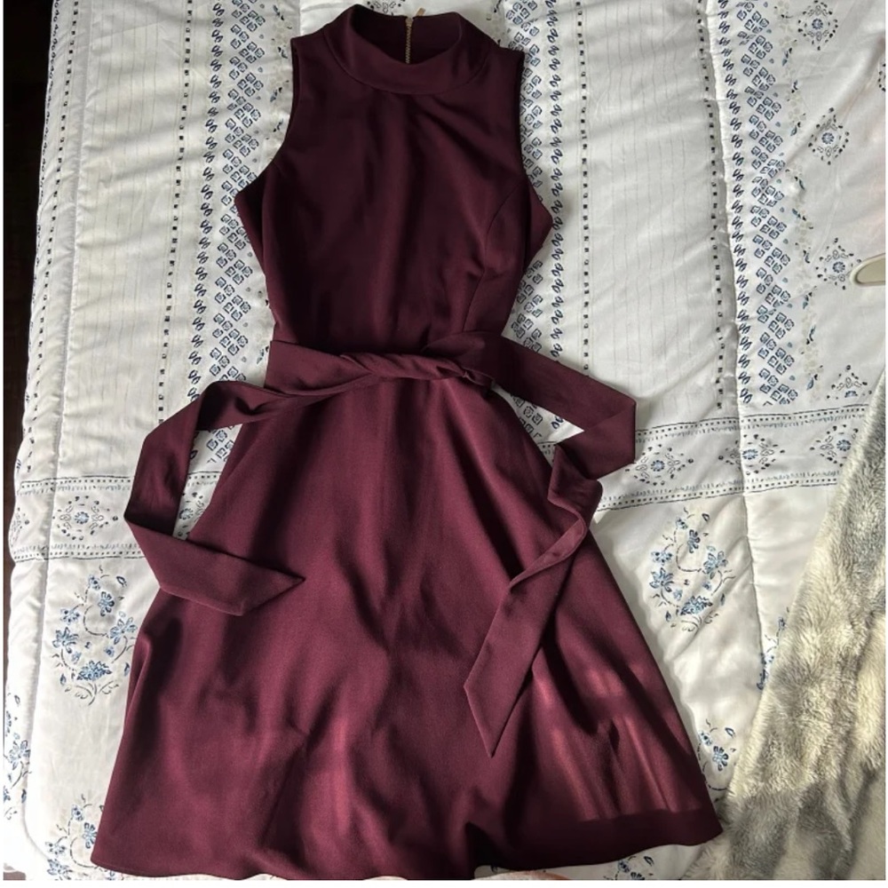 Tahari Maroon Sleeveless Dress